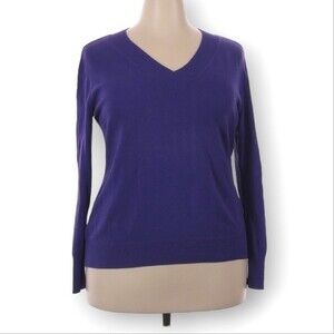 Adrienne Vittadini Sweater Plus Size XXL Purple V-Neck Lightweight Office Preppy